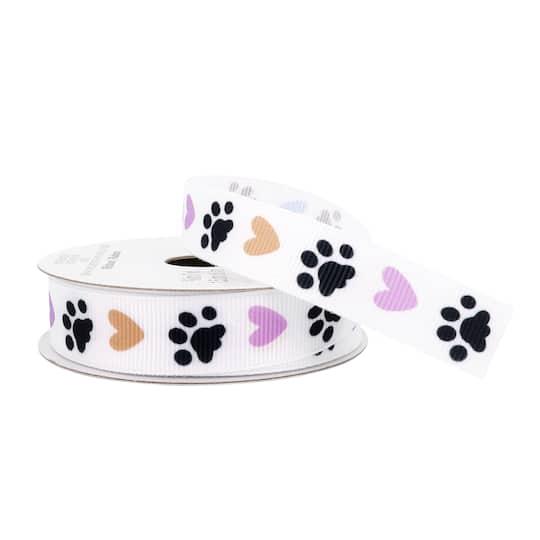 12 Pack: 5/8" x 7yd. Grosgrain Paw Print Ribbon by Celebrate It™